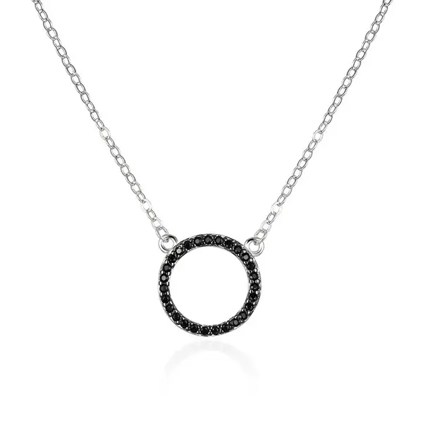 Agato AGT-N004BK Black Zirconia Ring Silver Necklace
