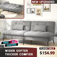 COMHOMA Convertible Futon Sofa Bed, 68″Fabric Futon Couch with Adjustable Backrest, Folding Futon Sleeper Recliner for Livi...