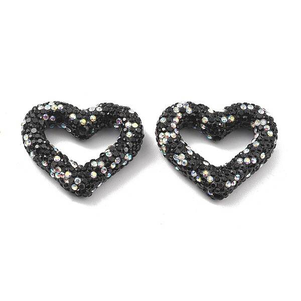 Heart Shape Polymer Clay Rhinestone Beads