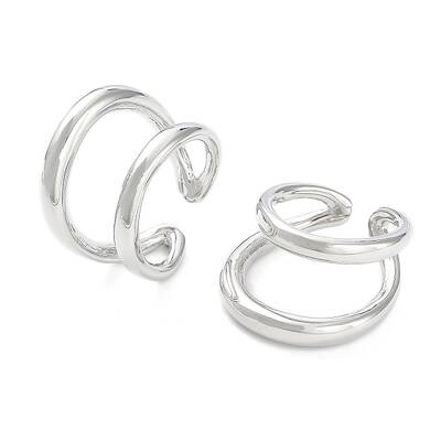 Brass Double Line Open Cuff Rings for Women