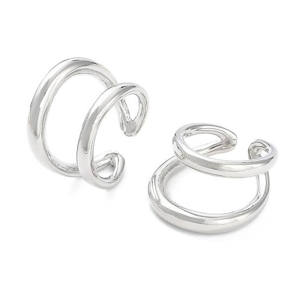 Brass Double Line Open Cuff Rings for Women
