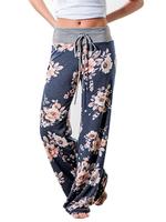 Women's Floral Print Drawstring Waist Wide Leg Pants, Loose Casual Comfy Trousers for Spring & Fall, Women's Bottoms for Dail...