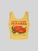 Women's Peach Print Scoop Neck Crop Vest Top, Casual Sleeveless Ribbed Top for Summer, Ladies Clothes for Daily Wear, Womens ...