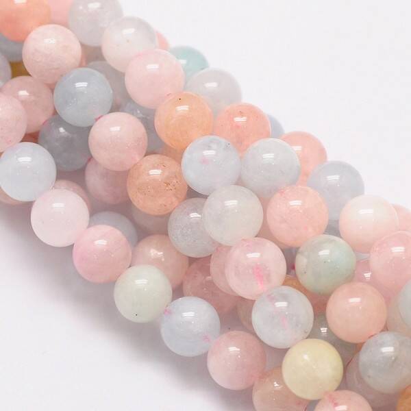 Round Natural Morganite Bead Strands