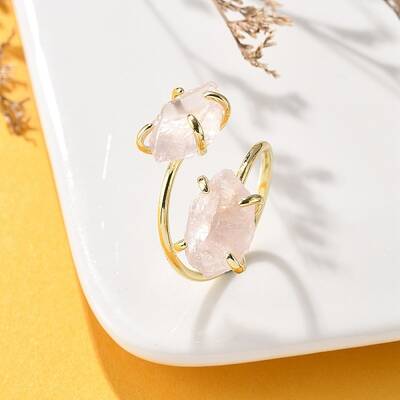 Natural Rose Quartz Cuff Rings