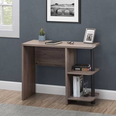 SUNJOY 39 Farmhouse Design Computer Desk with Two Open Shelves