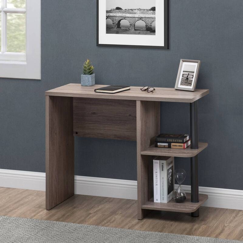 SUNJOY 39 Farmhouse Design Computer Desk with Two Open Shelves