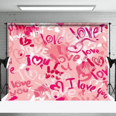 Aperturee Romantic Pink Graffiti Love Valentines Day Backdrop | Valentines Photography Backdrop | Valentine'S Day Backdrops |...