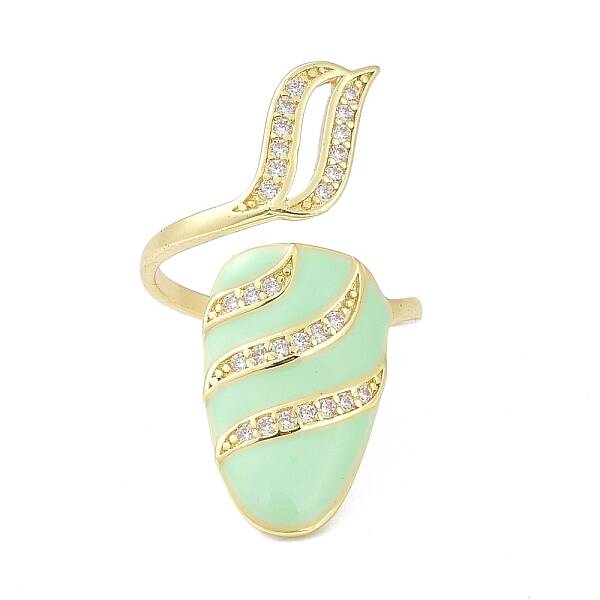 Brass Micro Pave Cubic Zirconia Fingernail Rings