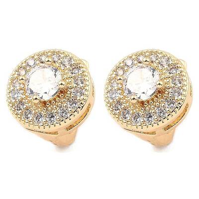 Brass with Cubic Zirconia Hoop Earrings