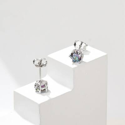 925 Sterling Silver Moissanite Rhinestone Stud Earrings