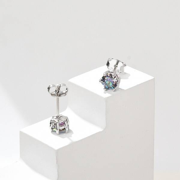 925 Sterling Silver Moissanite Rhinestone Stud Earrings