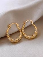 Women's Elegant Twist Design Hoop Earrings, Fashion Jewelry for Party, Daily Clothing Decor, Trendy All-match & Exquisite Jew...
