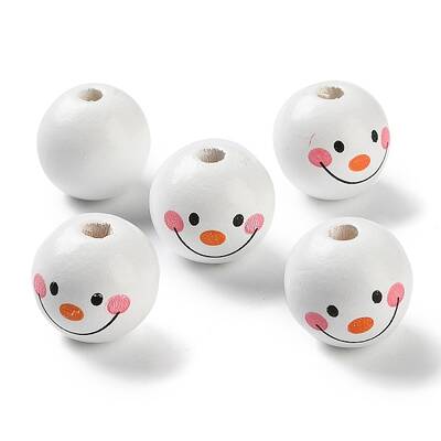 Printed Wood European Beads
