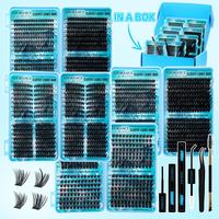 Mixed Length Individual False Eyelashes Kit, 1 Box Volume Diy Dramatic Lashes, Wispy Lashes Kit with Bond & Seal, Lash Remove...