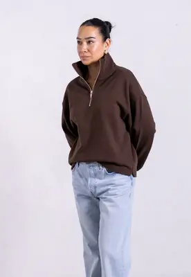 Organic Cotton Quarter Zip Sweatshirt, Hot Fudge | Size: XXXL