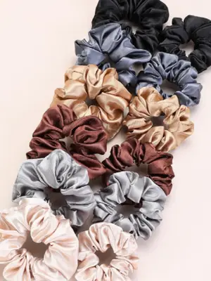 Multi-color Assorted Scrunchie Set, Women's Fashion Bright Satin Hair Ties, Hairstyle Tools, High Elasticity and Comfort Holi...