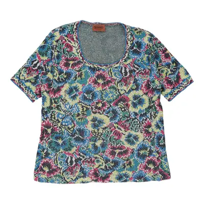 Missoni Floral Top - Large Blue Cotton | Size: large