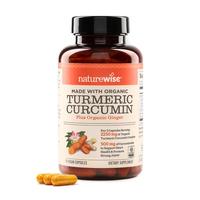 NatureWise Turmeric Curcumin 2250mg - 95% Curcuminoids - With Organic Turmeric + Organic Ginger + BioPerine Black Pepper Extr...