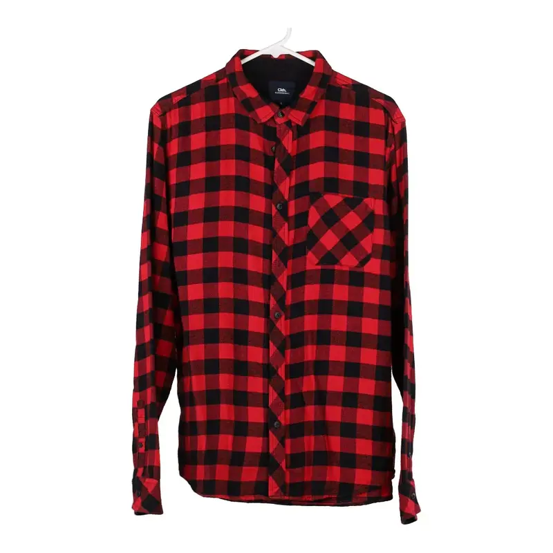 Clockhouse Checked Flannel Shirt - Large Red Cotton