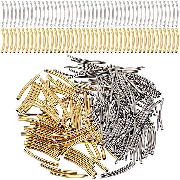 400Pcs 2 Colors Brass Tube Beads