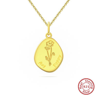 Birth Flower Style 925 Sterling Silver Pendant Necklaces
