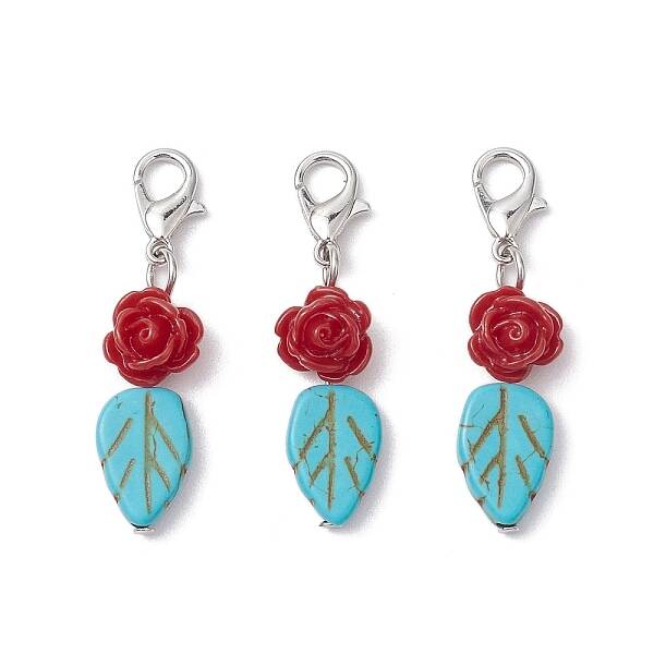 Dyed Synthetic Turquoise Leaf Pendants Decorations