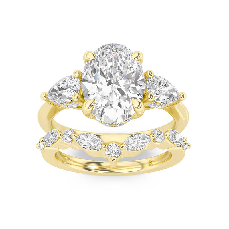 Celestia Lab Grown Oval Shaped Diamond Engagement Ring with The Angelina Wedding Band | 14K Yellow Gold 3 1/2 ct. tw.