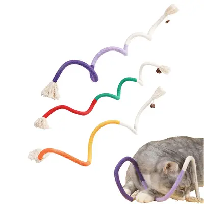 Chew Ropes 3Pcs Cat Toys with Refillable Natural Catnip,  27.6 Inches Safe Teeth Cleaning Toys for Indoor Cats, Kitten Teeth ...