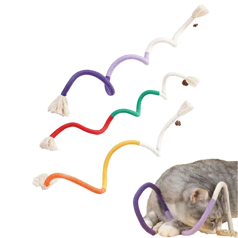 Chew Ropes 3Pcs Cat Toys with Refillable Natural Catnip,  27.6 Inches Safe Teeth Cleaning Toys for Indoor Cats, Kitten Teeth ...
