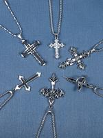 Street Style Cross Pendant Necklace, Stainless Steel Jewelry for Party, Daily Clothing Decor, Trendy All-match & Exquisite Je...