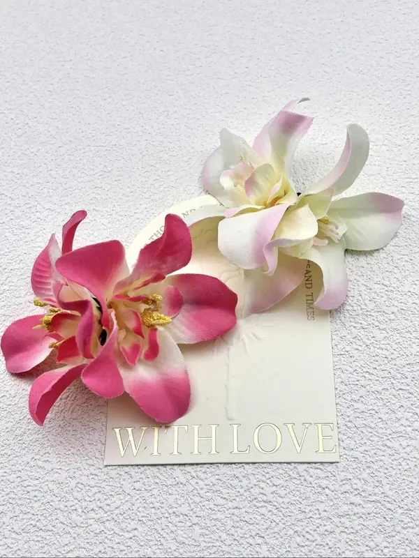 Boho Style Ombre Orchid Design Hair Clip Set, Elegant Flower Decor Hair Accessories for Women & Girls, Minimalist Headwear Su...