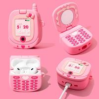 Bowknot Design Earphone Case with Makeup Mirror, Cute Wireless Headset Protective Cover, Earphone Accessories Compatible with...