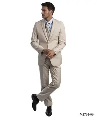 Tazio Men's 2pc Slim Fit Suit Classic Solid Colors for Professional Look