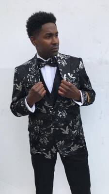 Blazer-777 KK784-6 Black/Silver - Mens Wholesale Blazers