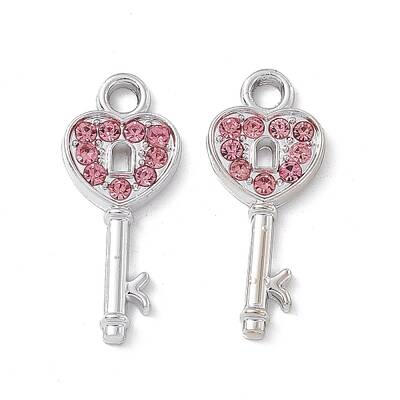 Alloy Light Rose Rhinestone Pendants