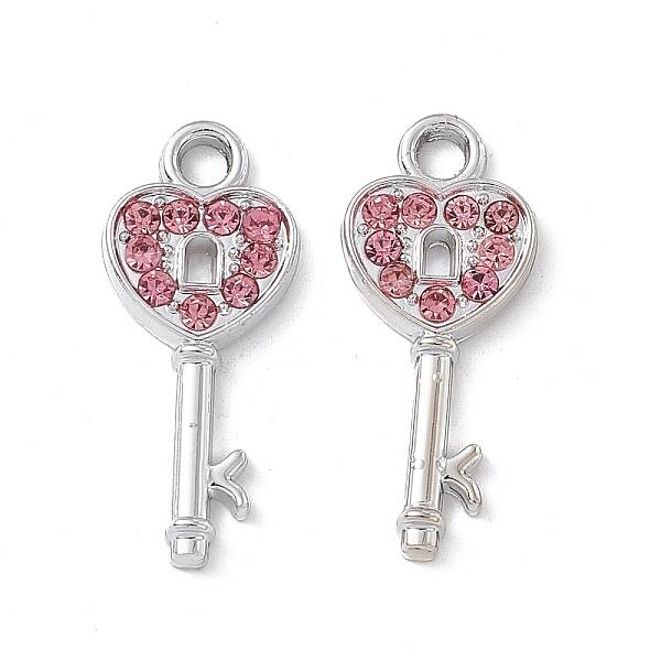 Alloy Light Rose Rhinestone Pendants