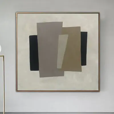 Original Abstract Beige Oil Painting On Canvas Modern Geometric Wall Art Texture Minimalist Fine Art | THE GHOST MONUMENT