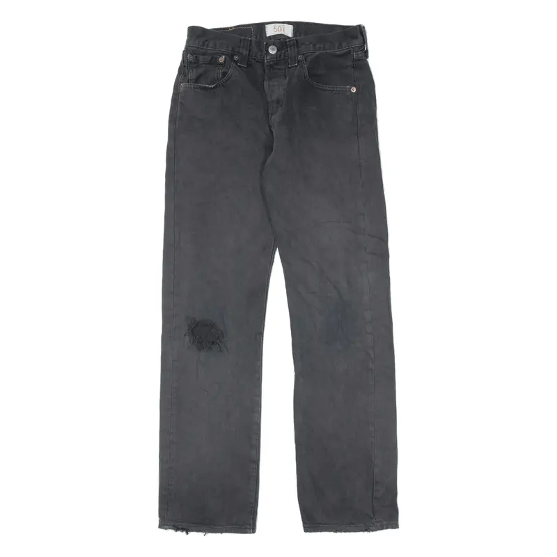 LEVI'S 501 Jeans Distressed Grey Denim Regular Straight Womens W25 L30