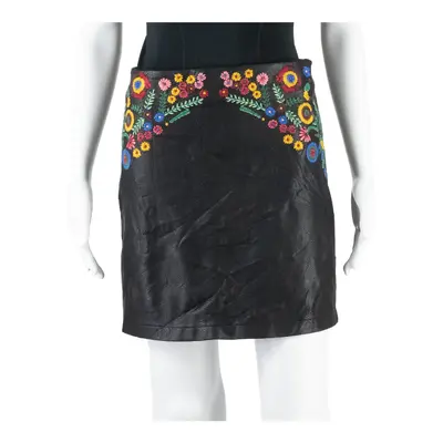 ZARA BASIC COLLECTION Embroidered Womens Straight Skirt Black Short S