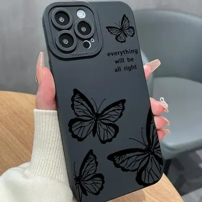 Spring Butterfly Slogan Pattern Phone Case for Summer Gifts, Full Coverage Camera Protect Shockproof Cellphone Cover for iP...