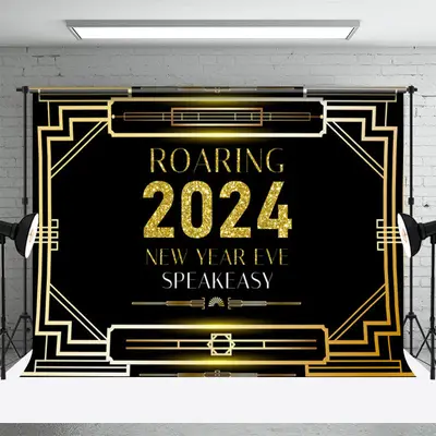 Aperturee Roaring 2024 New Year Eve Speakeasy Cheer Backdrop