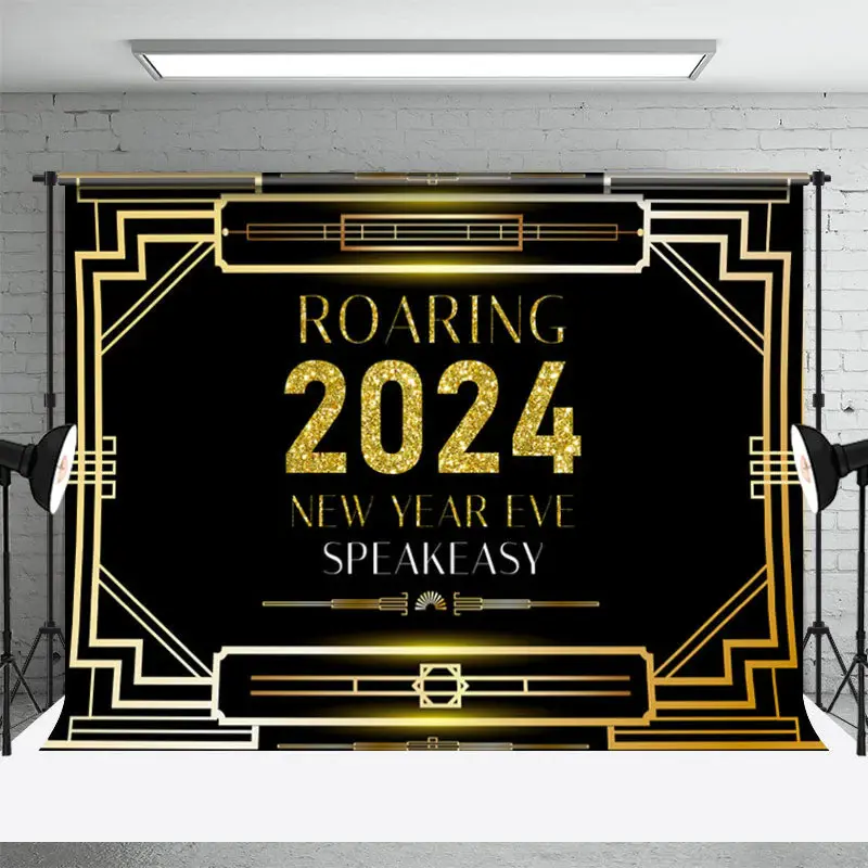 Aperturee Roaring 2024 New Year Eve Speakeasy Cheer Backdrop