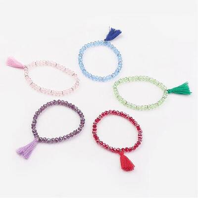 Glass Beads Stretch Charm Bracelets