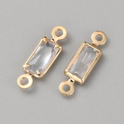 Alloy Clear Cubic Zirconia Connector Charms