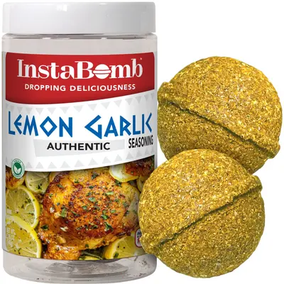 InstaBomb Lemon Garlic Seasoning - 2 Bombs Per Jar, Feeds 16, All Purpose Flavor, Natural Herbal Organic, Vegan Friendly, Gre...
