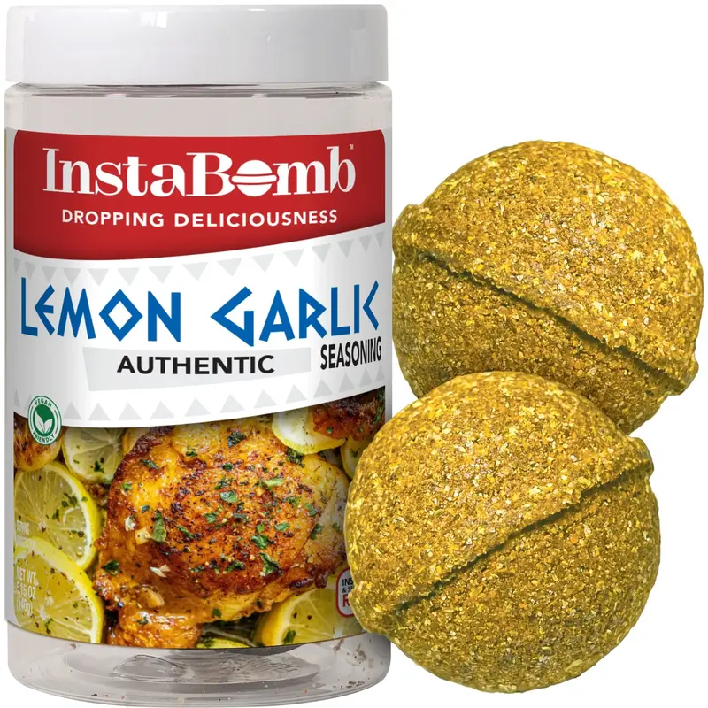 InstaBomb Lemon Garlic Seasoning - 2 Bombs Per Jar, Feeds 16, All Purpose Flavor, Natural Herbal Organic, Vegan Friendly, Gre...