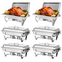 6 Pack 8QT Full Size Chafing Dish Buffet Set, Stainless Steel Food Warmer Kit with Lids, Food Pans, Water Pan and Fuel Holder...