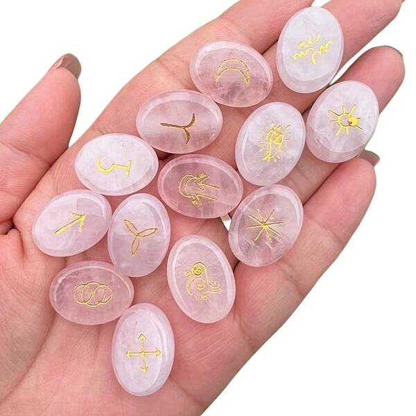 Oval Natural Rose Quartz Rune Stones