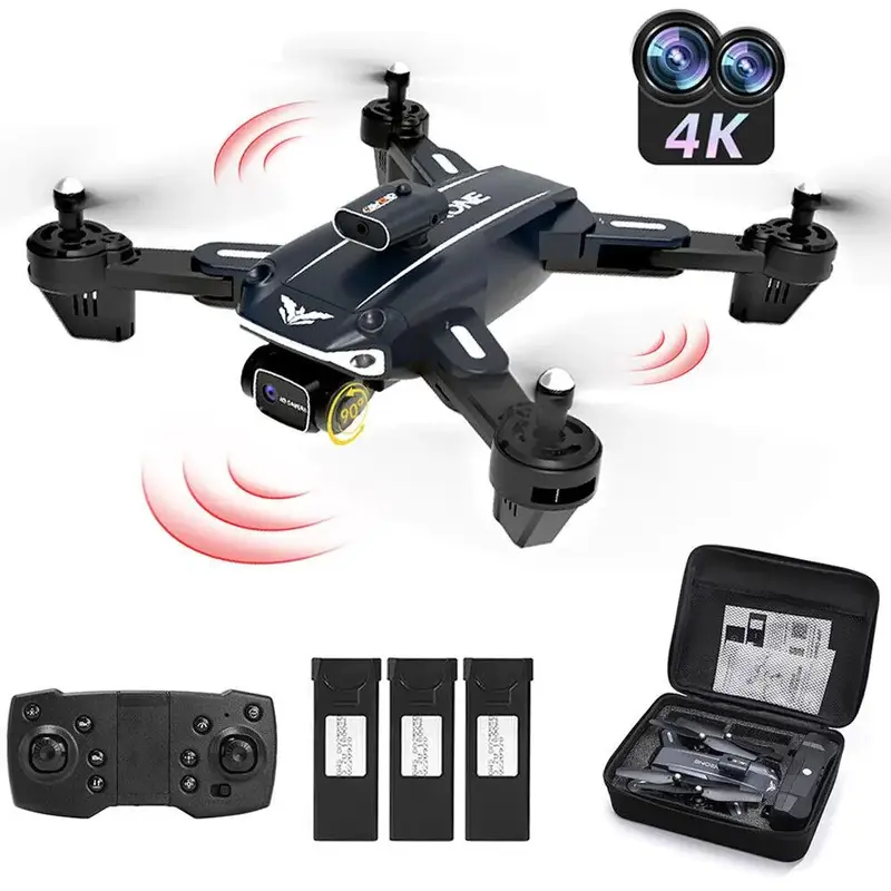 D89 RC Drone with HD Dual Camera Foldable FPV WiFi Quadcopter + 3 Batteries Accessories Automatic Accessories Automatic Butto...